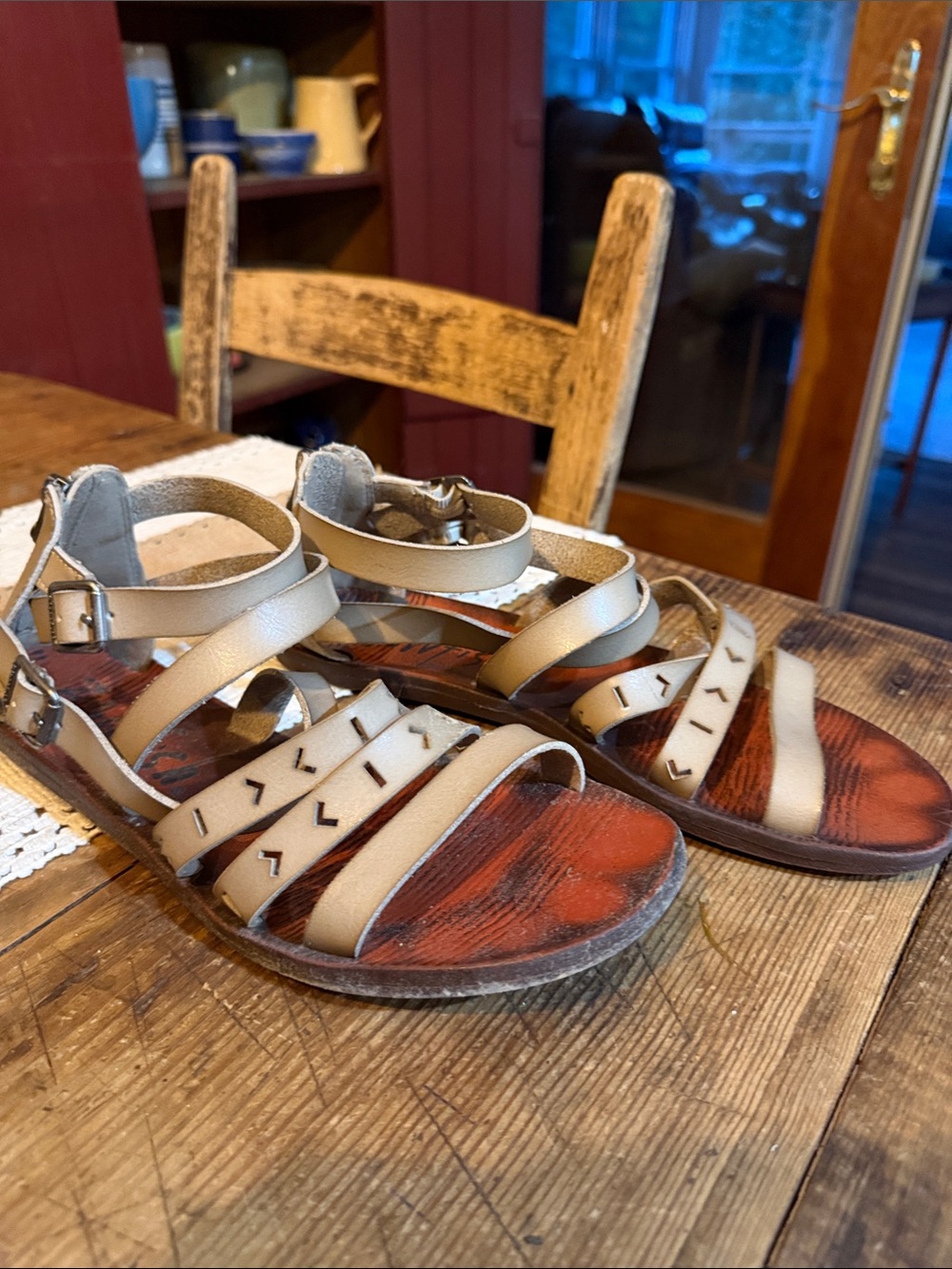 Blowfish Tan Strappy Leather Sandals